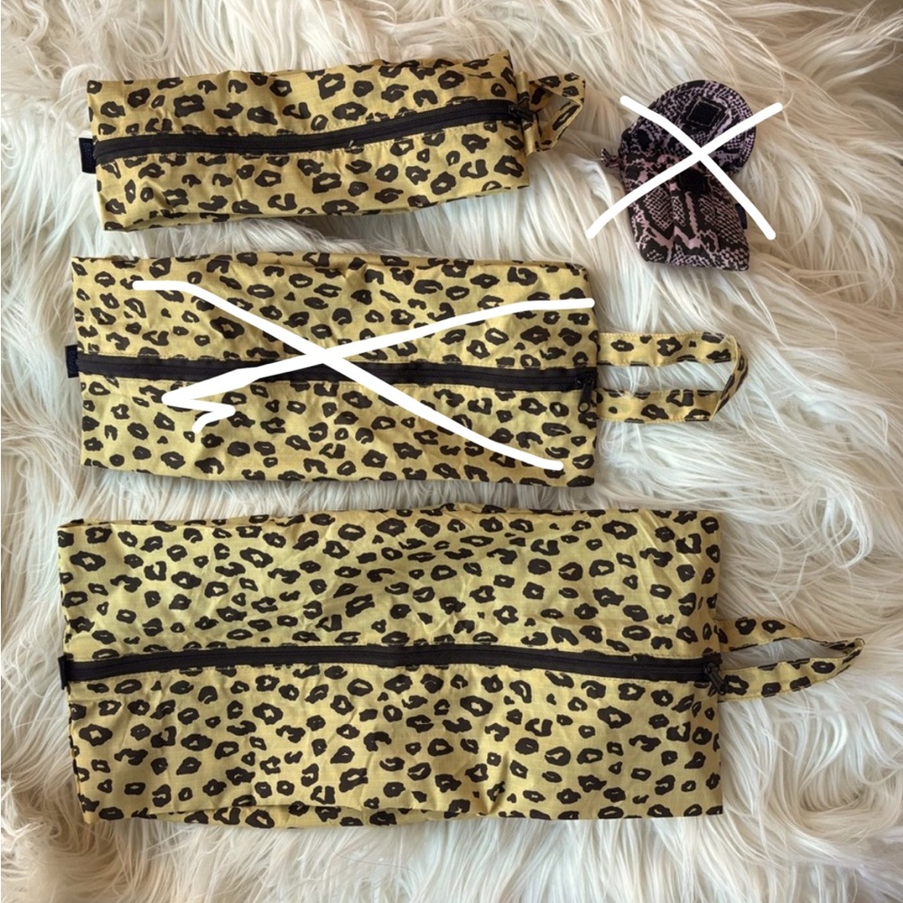 Baggu honey leopard 3D zips - large and small
